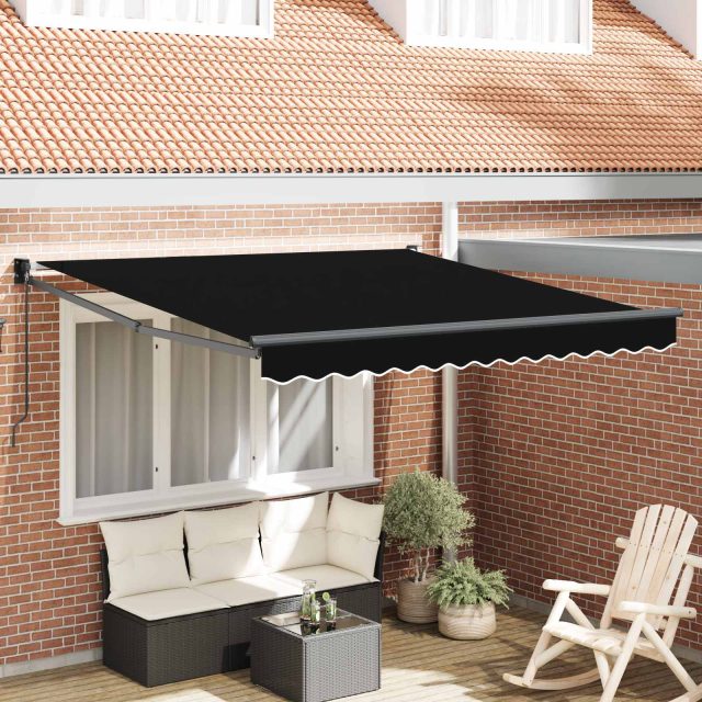 vidaXL Ausziehbare Markise Schwarz 300 x 250 x 165 cm