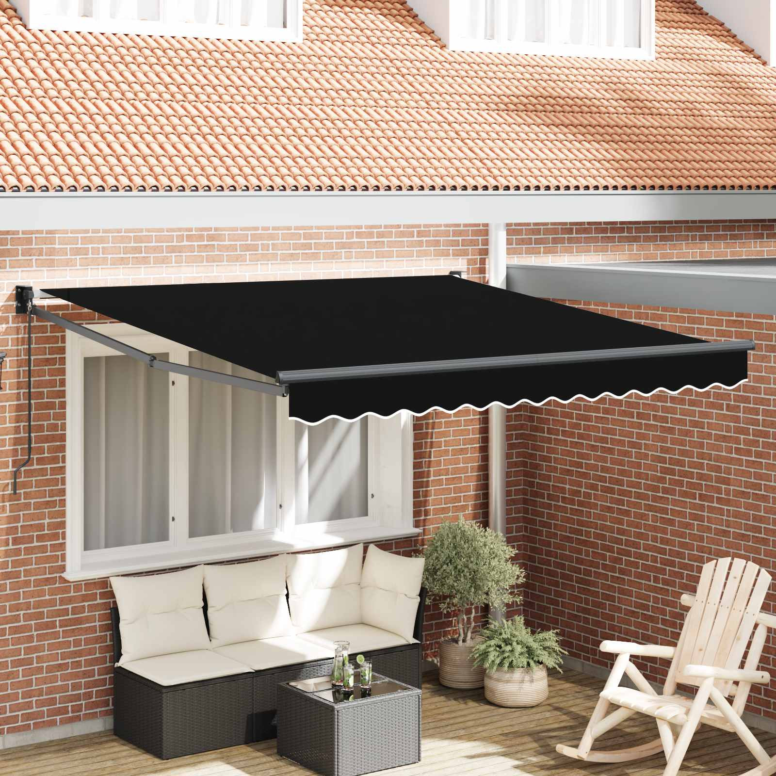 vidaXL Ausziehbare Markise Schwarz 300 x 250 x 165 cm