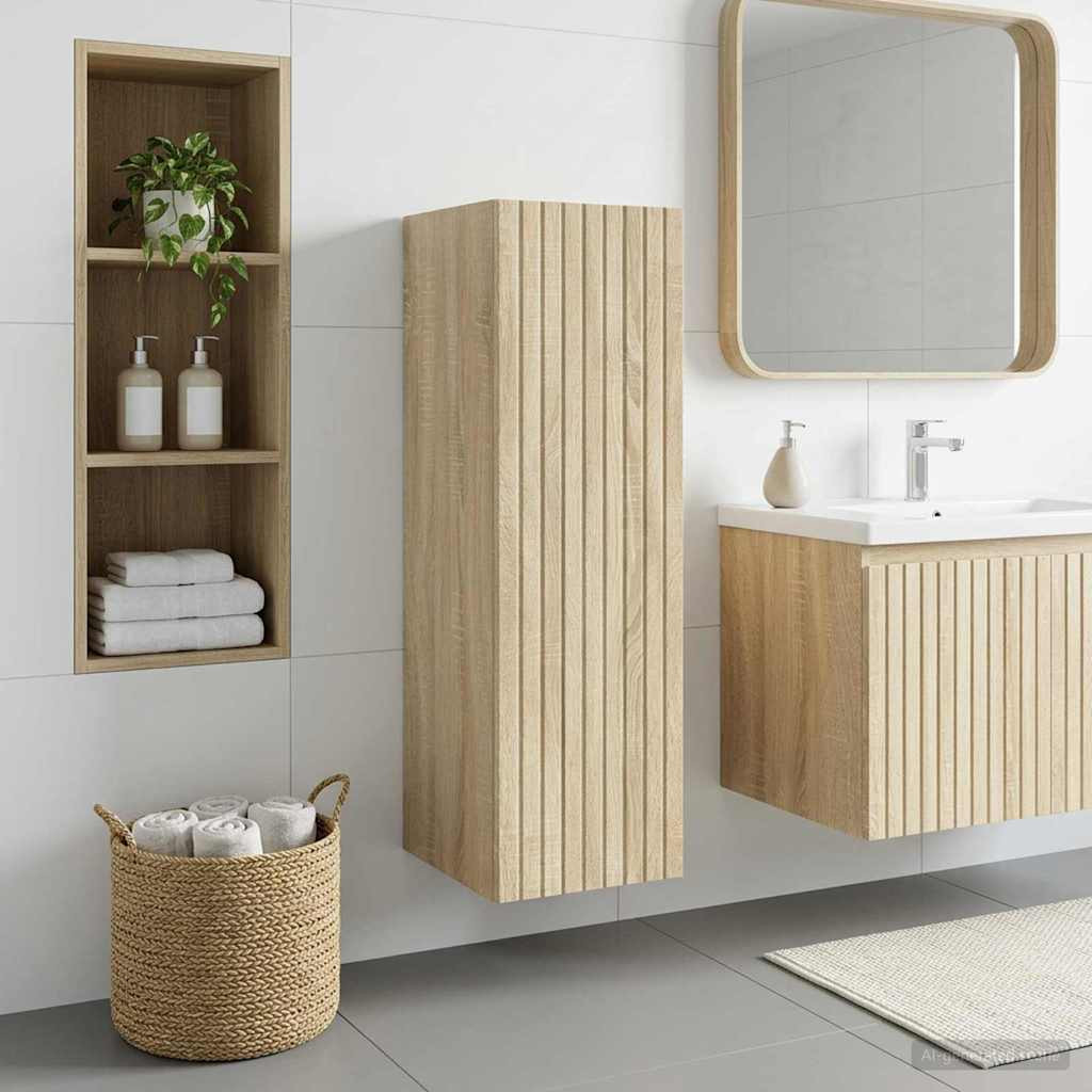 vidaXL Wandmontierter Badezimmerschrank Sonoma-Eiche