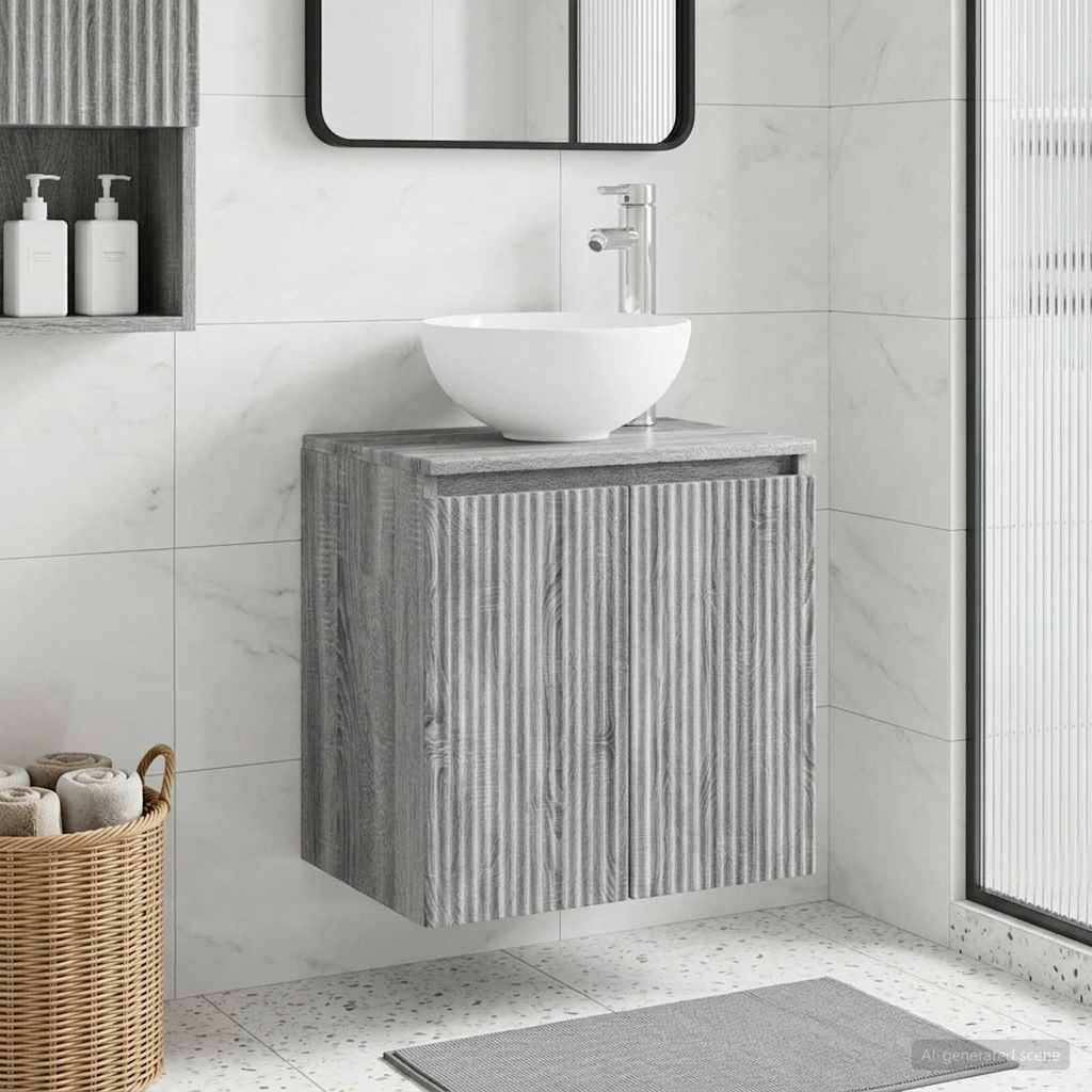 vidaXL Wandmontierte Waschtisch Grau Sonoma 49,5 x 41 x 64,5 cm