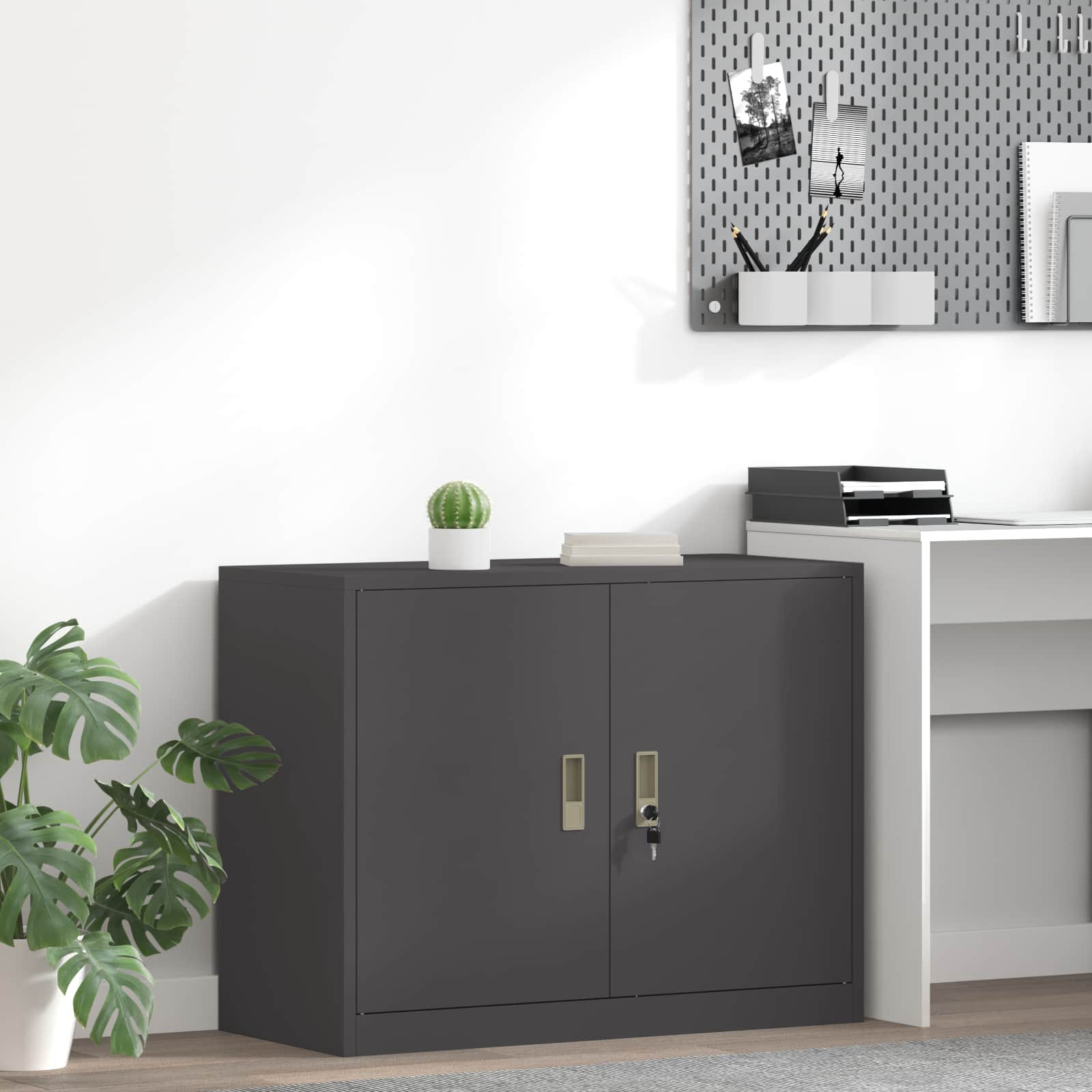 vidaXL Aufbewahrungsschrank Schwarz 90 x 40 x 70 cm Stahl