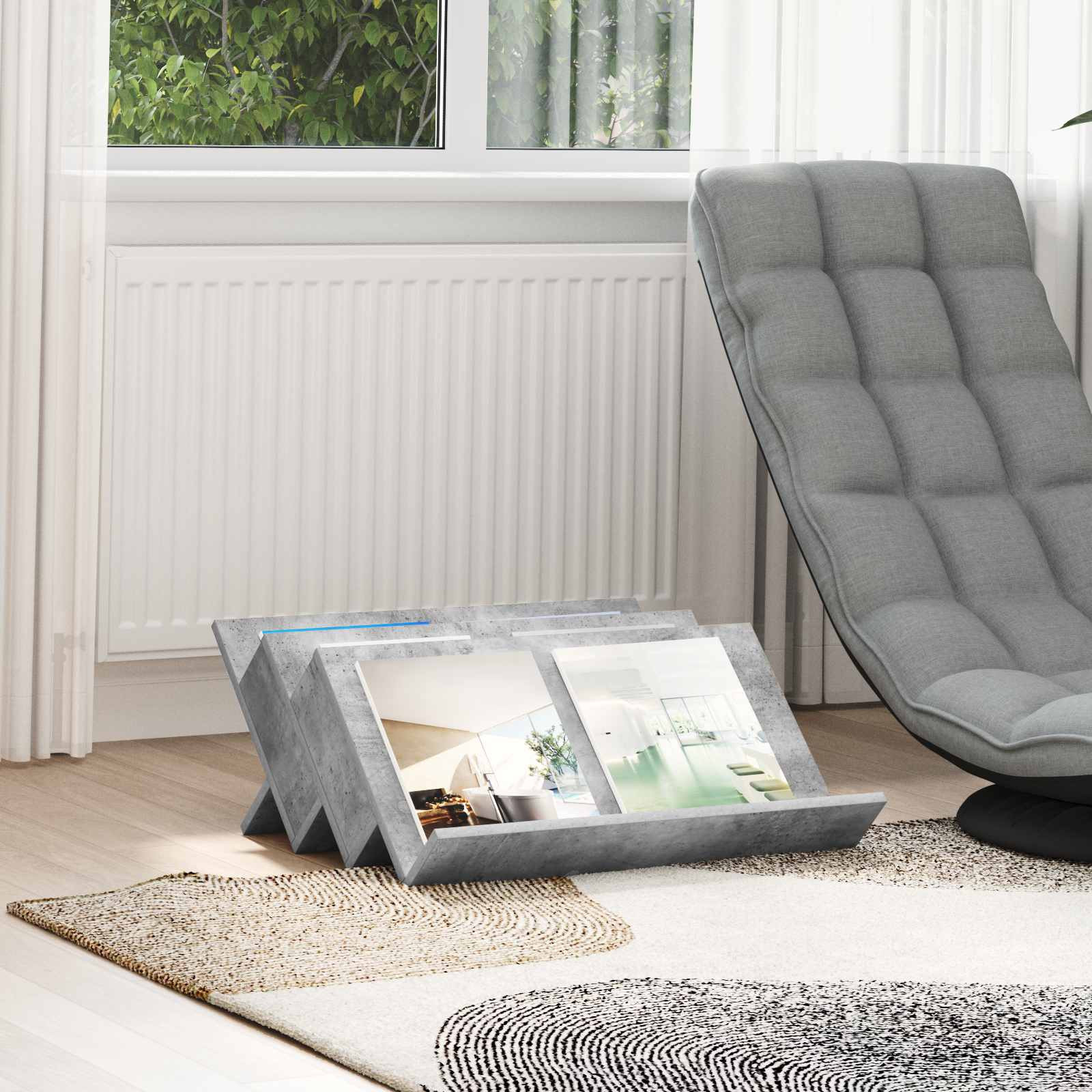 vidaXL Magazinregal Beton Grau 65 x 53 x 28,5 cm Holzwerkstoff