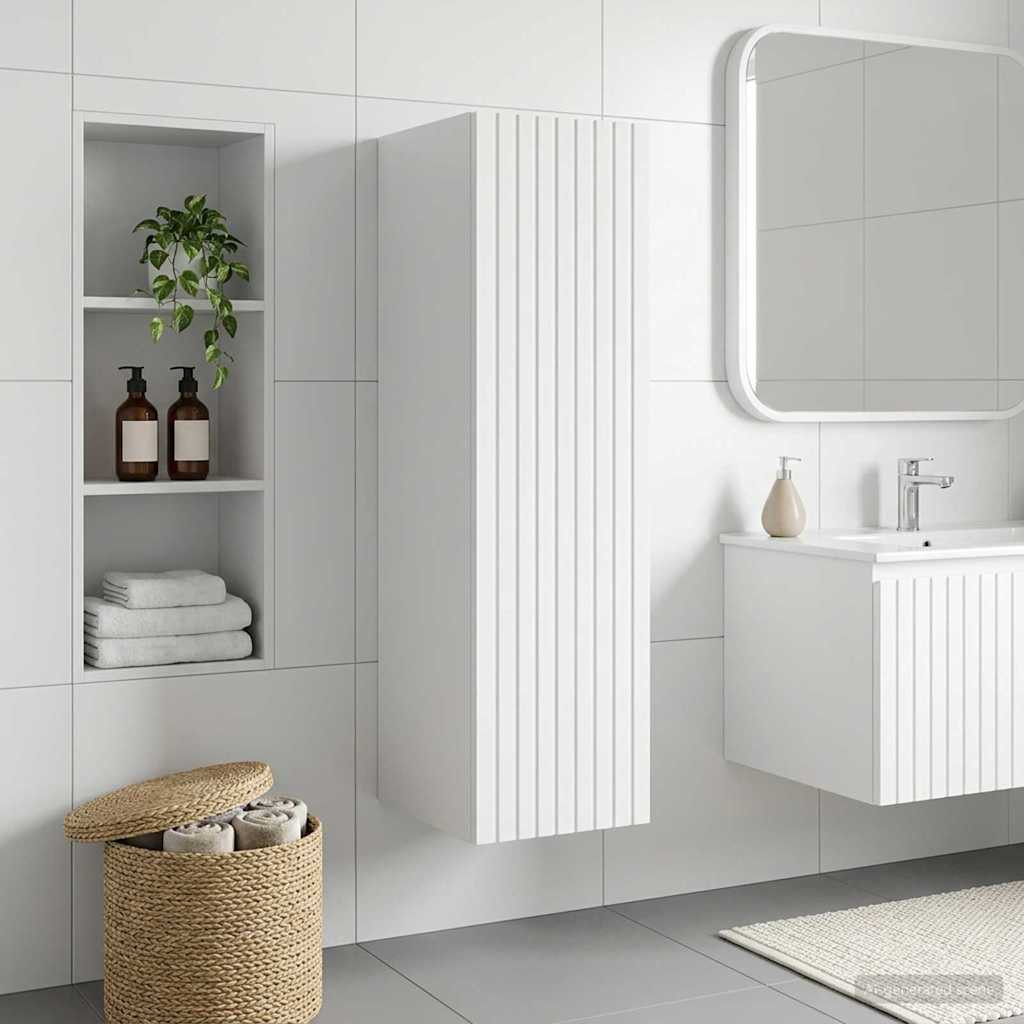 vidaXL Wandmontierter Badezimmerschrank Hochglanz Weiß