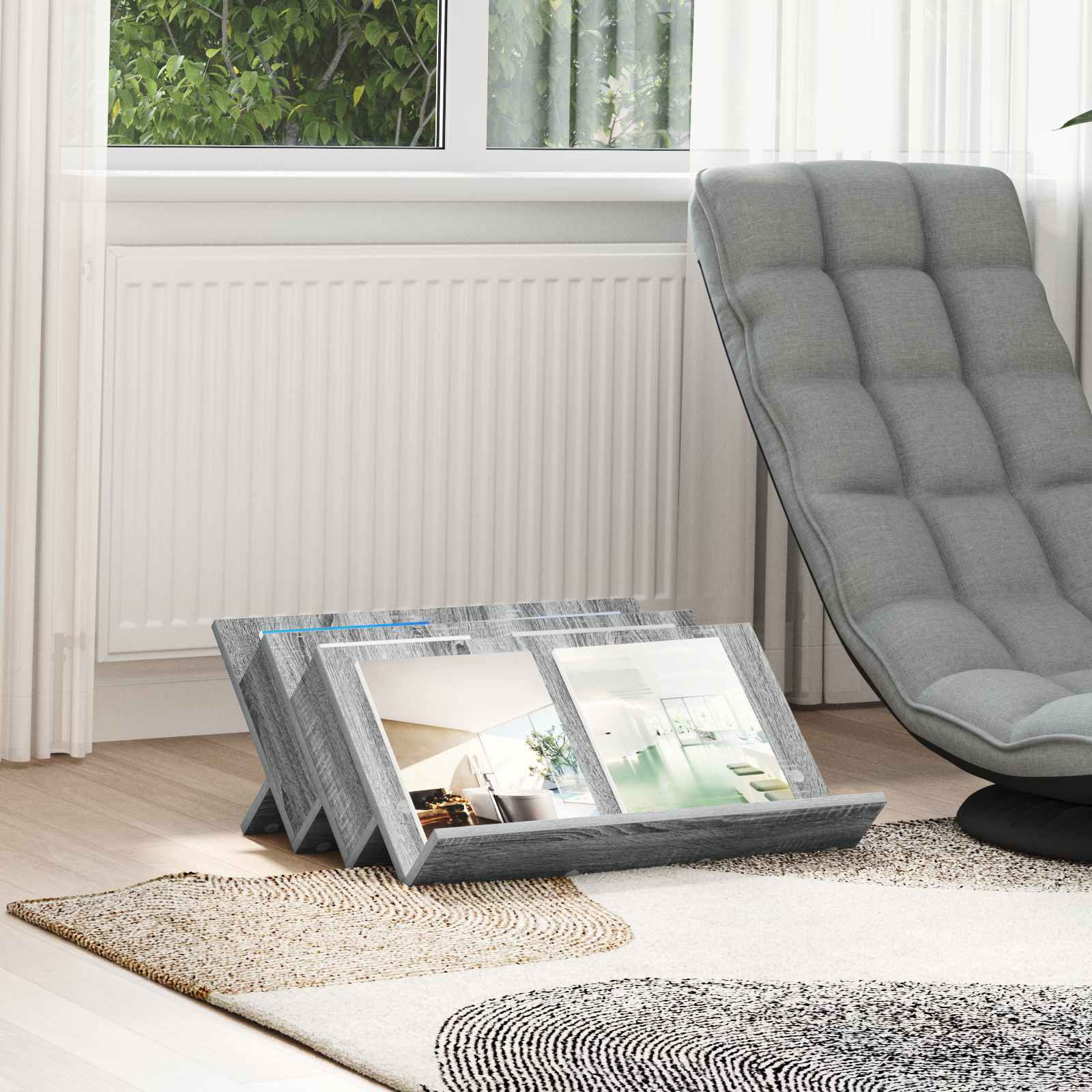 vidaXL Magazinregal Graues Sonoma 65 x 53 x 28,5 cm Holzwerkstoff