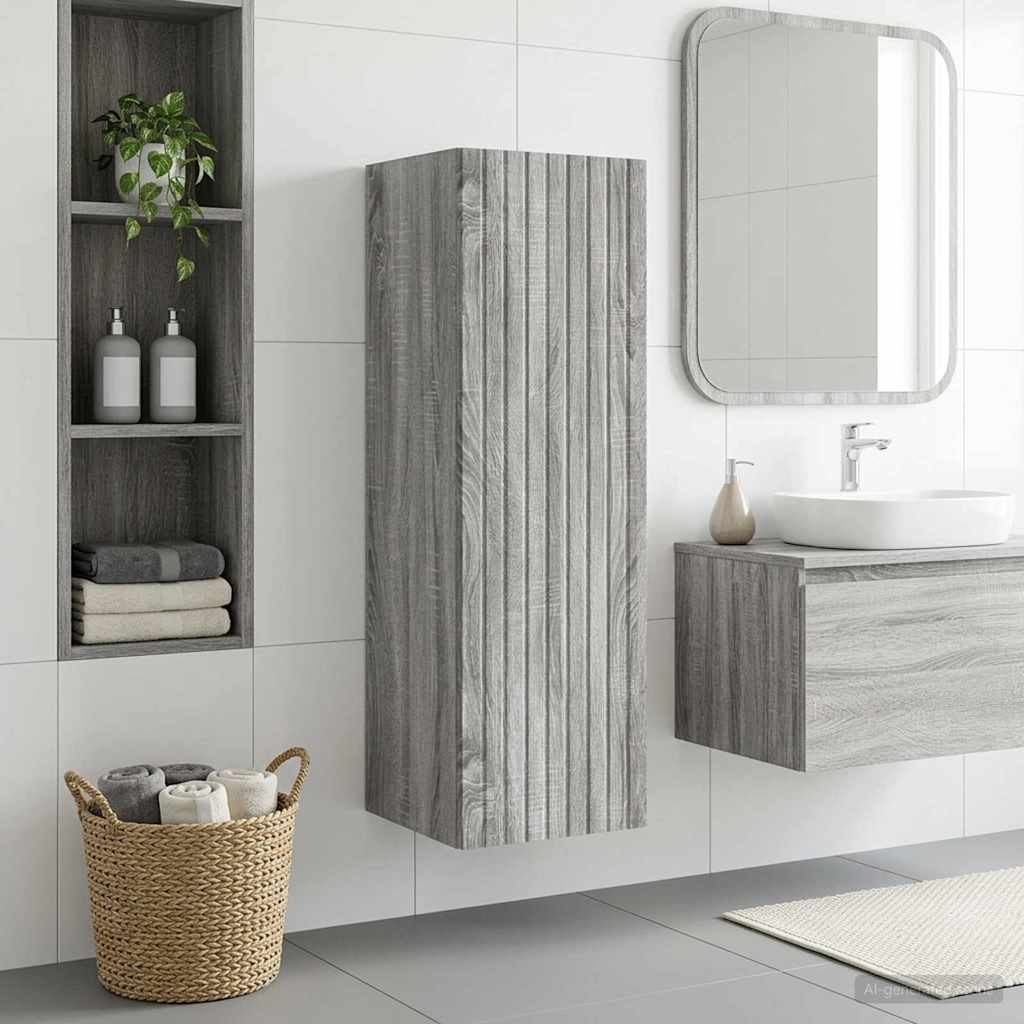 vidaXL Wandmontierter Badezimmerschrank Grau Sonoma 33 x 34,5 x 100 cm