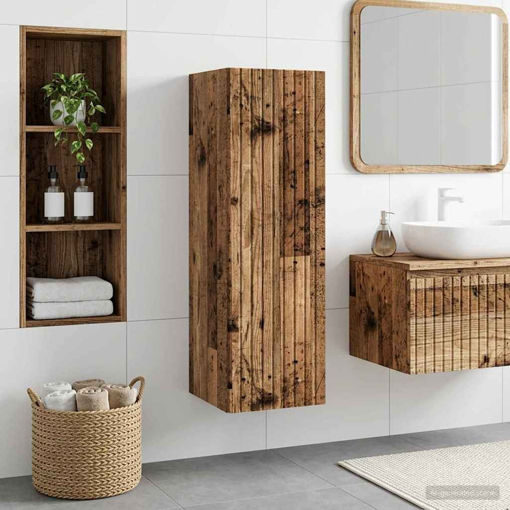 vidaXL Wandmontierter Badezimmerschrank Altholz 33 x 34,5 x 100 cm