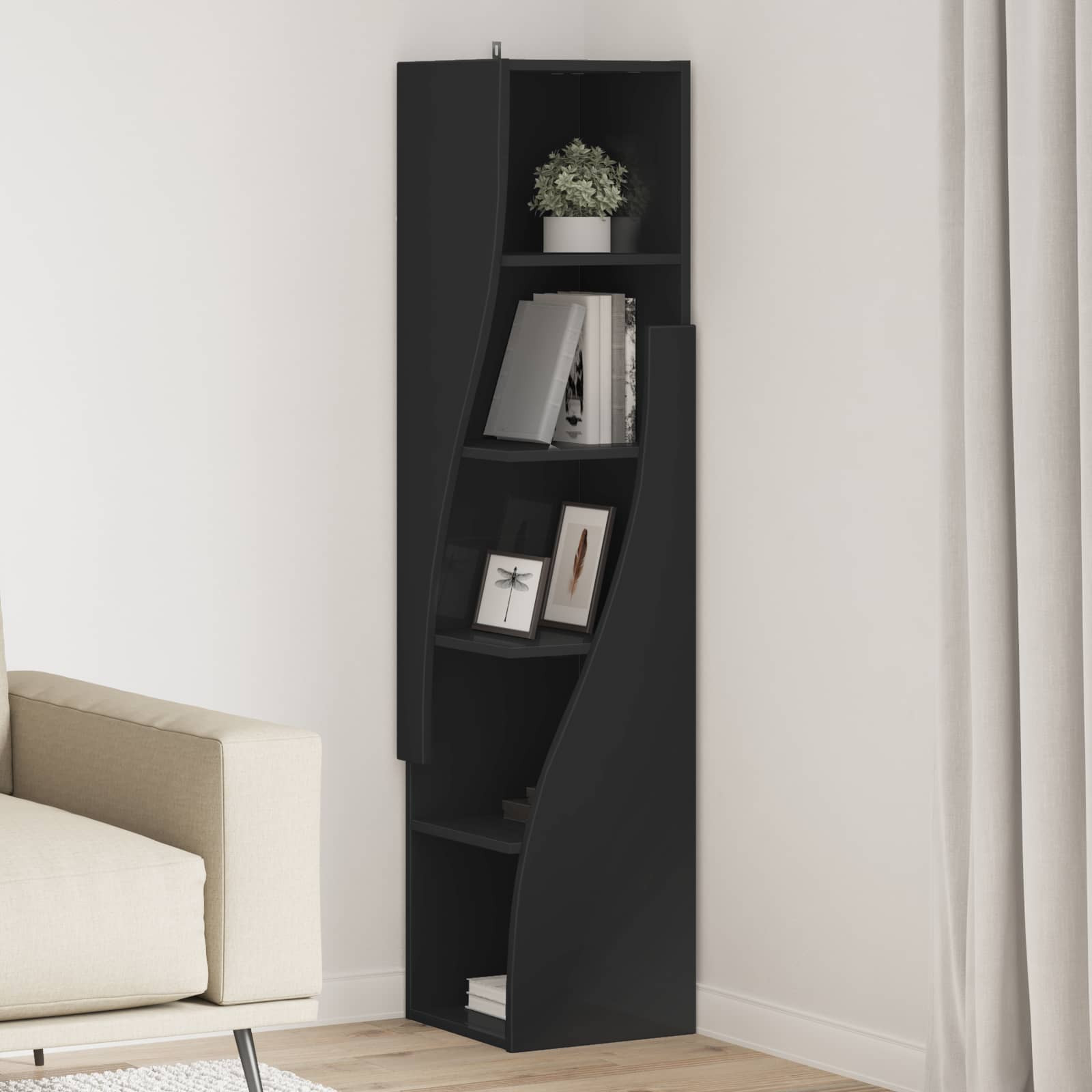 vidaXL Eckschrank Schwarz 32x32x140cm Holzwerkstoff