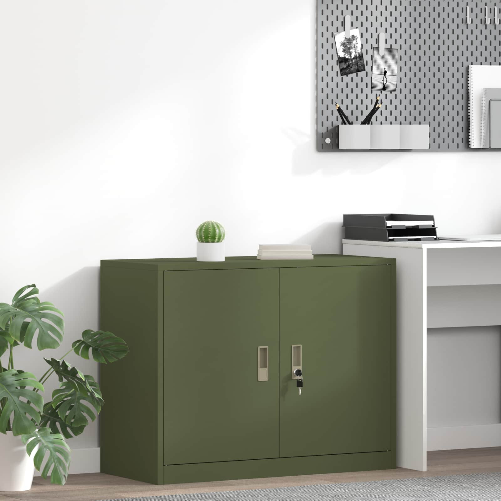 vidaXL Aufbewahrungsschrank Olive Grün 90 x 40 x 70 cm Stahl