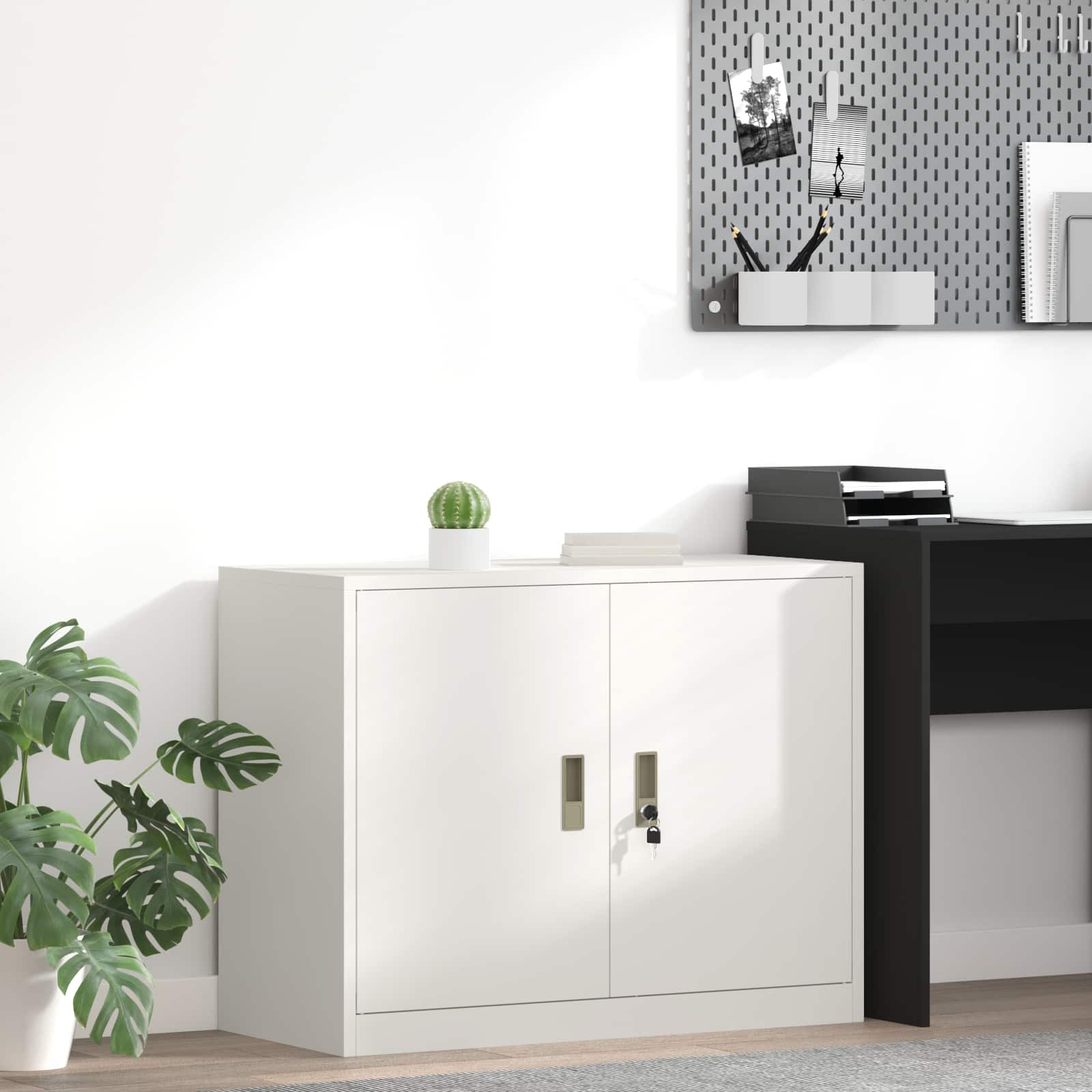 vidaXL Aufbewahrungsschrank Weiß 90 x 40 x 70 cm Stahl