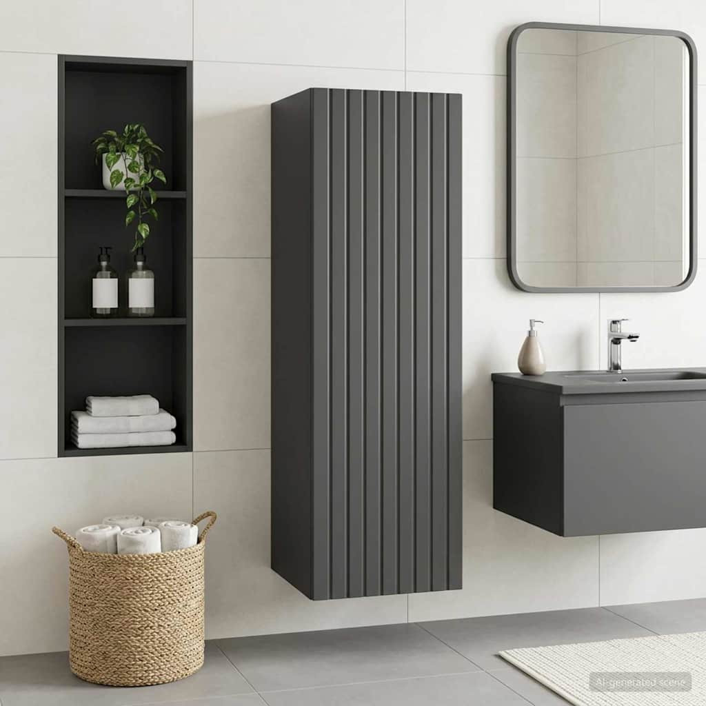 vidaXL Wandmontierter Badezimmerschrank Schwarz 33 x 34,5 x 60 cm