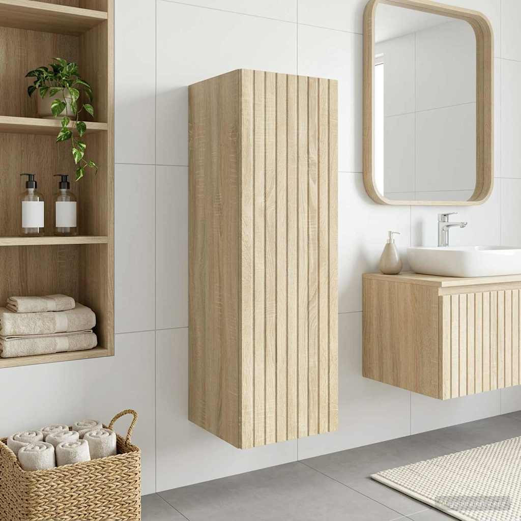 vidaXL Wandmontierter Badezimmerschrank Sonoma-Eiche 33 x 34,5 x 60 cm