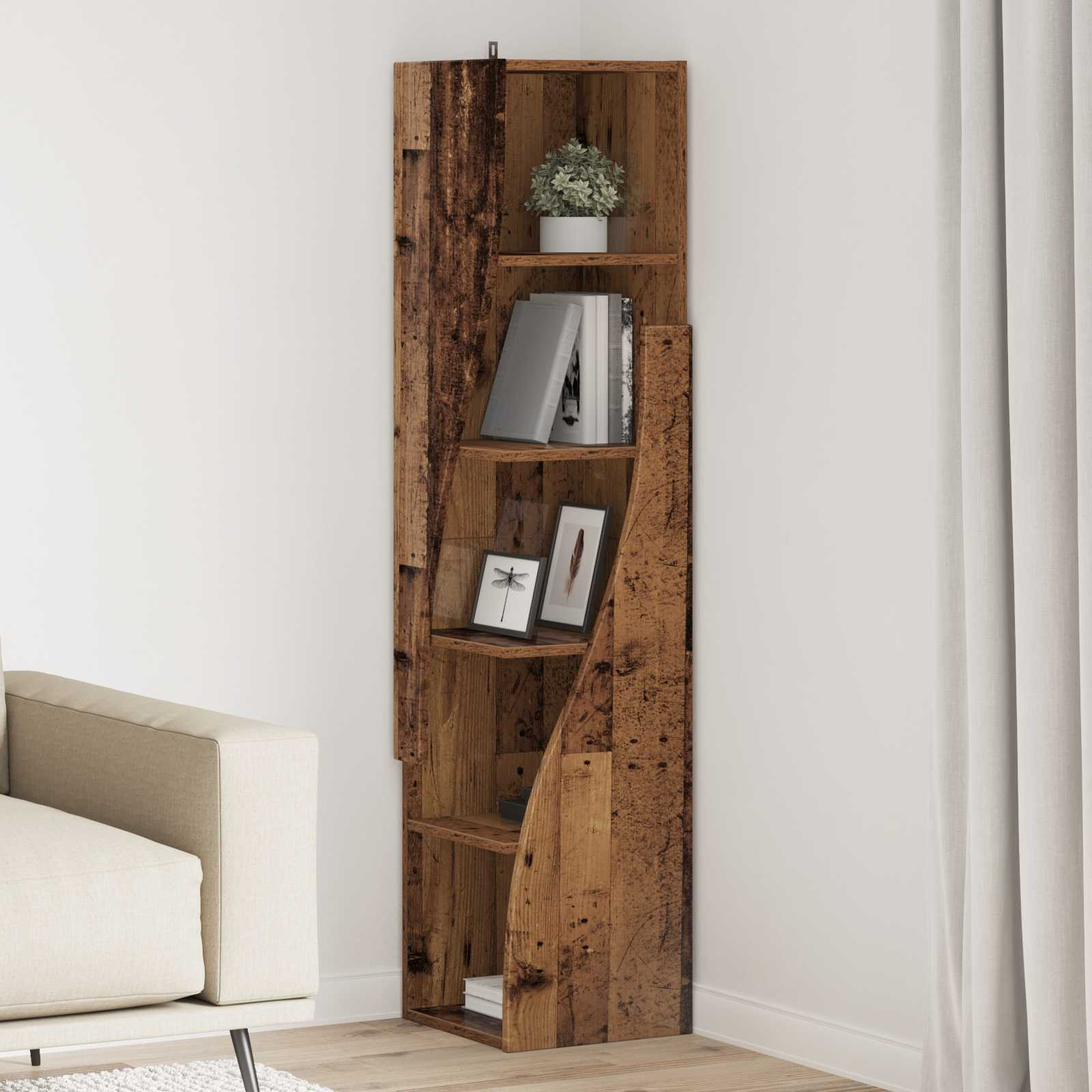 vidaXL Eckschrank Altholz 32x32x140cm Holzwerkstoff