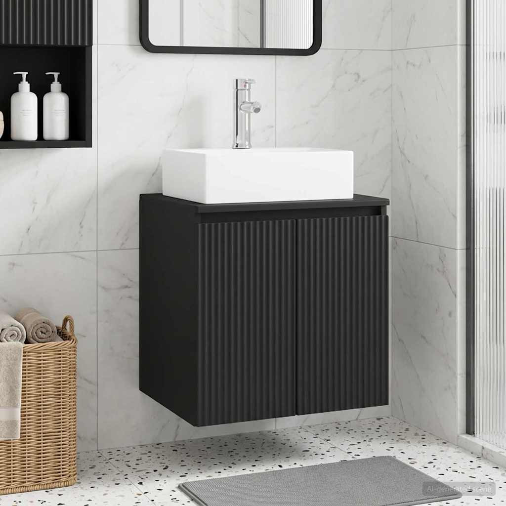 vidaXL Wandmontierte Waschtisch Schwarz 49,5 x 41 x 62,5 cm