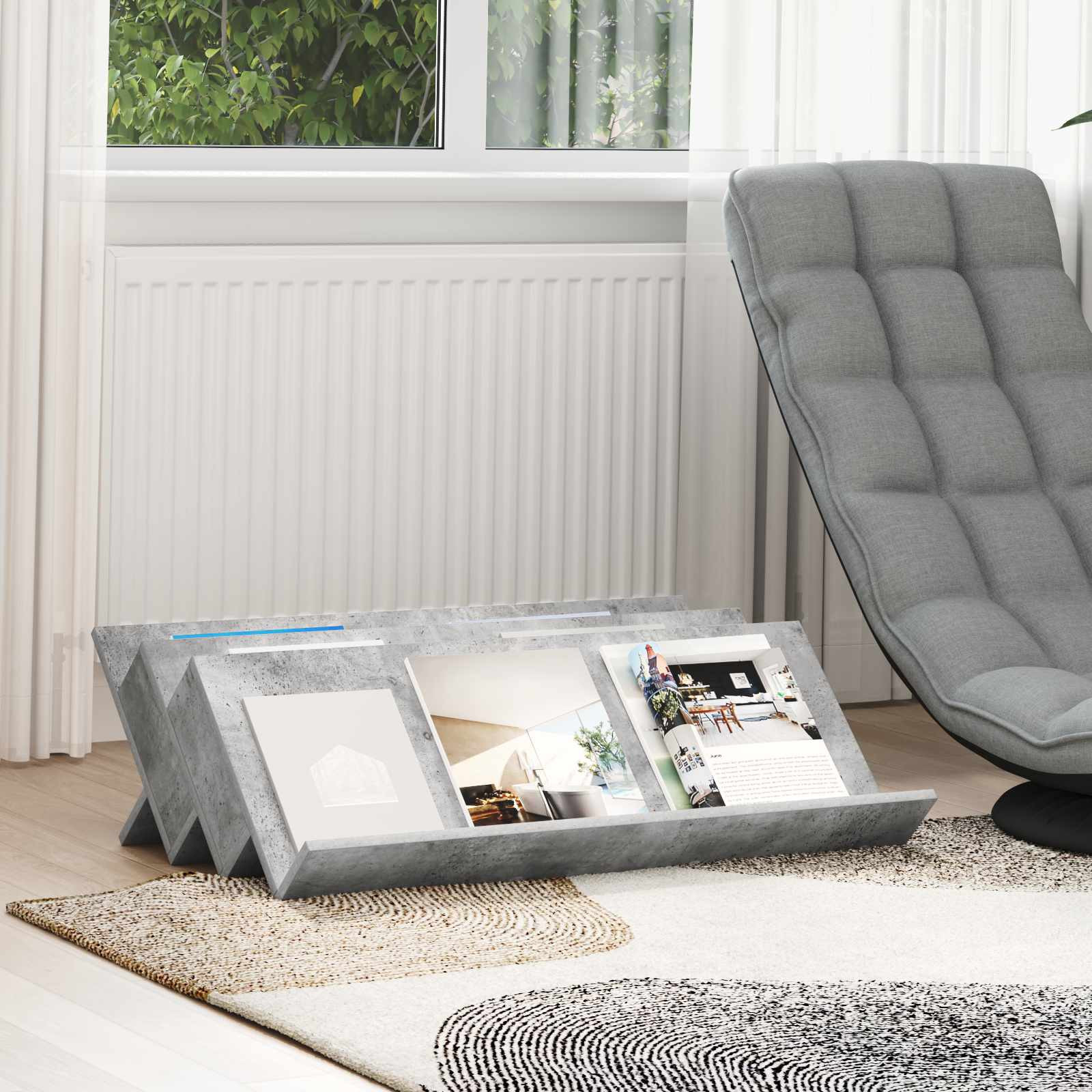 vidaXL Magazinregal Beton Grau 90 x 53 x 28,5 cm Holzwerkstoff