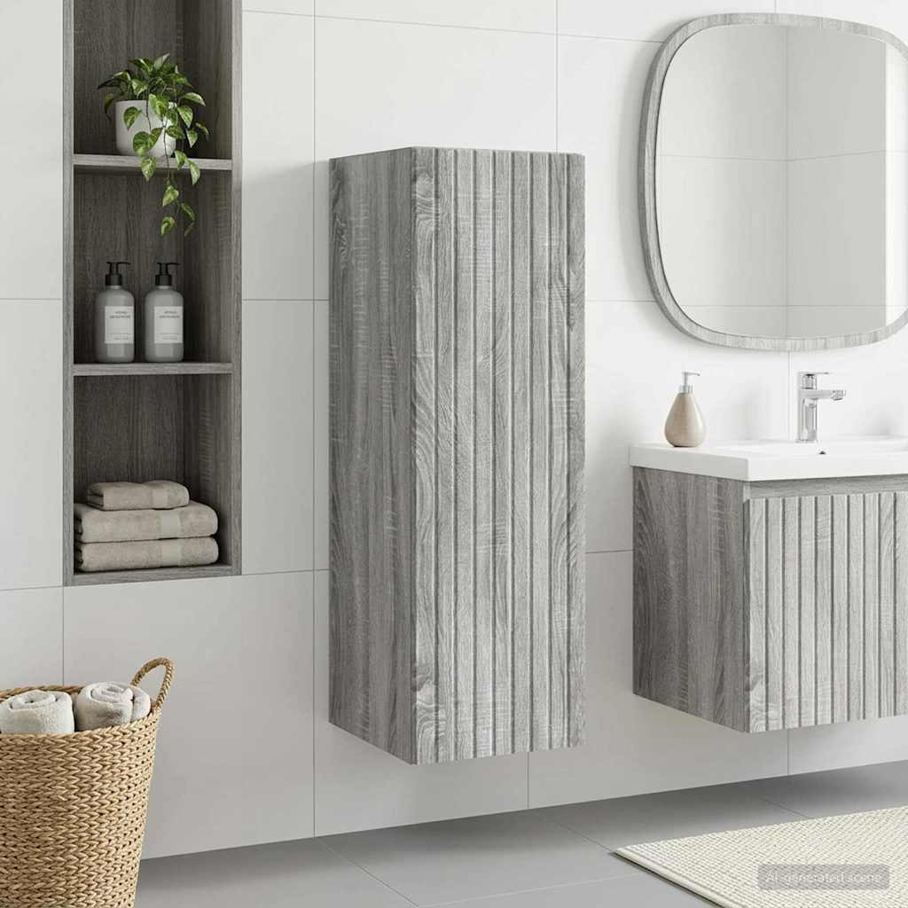 vidaXL Wandmontierter Badezimmerschrank Grau Sonoma 33 x 34,5 x 60 cm