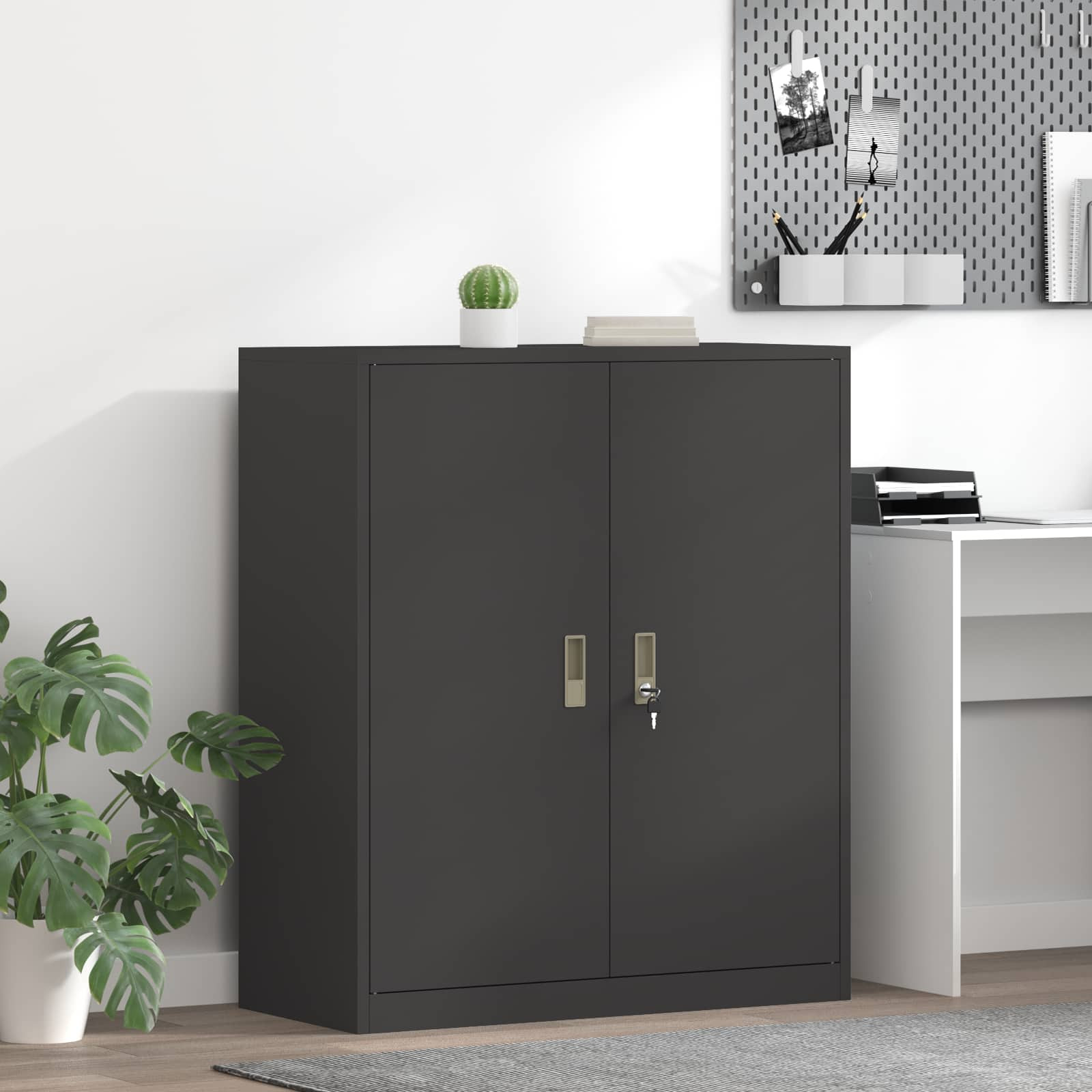 vidaXL Aufbewahrungsschrank Schwarz 90 x 40 x 105 cm Stahl