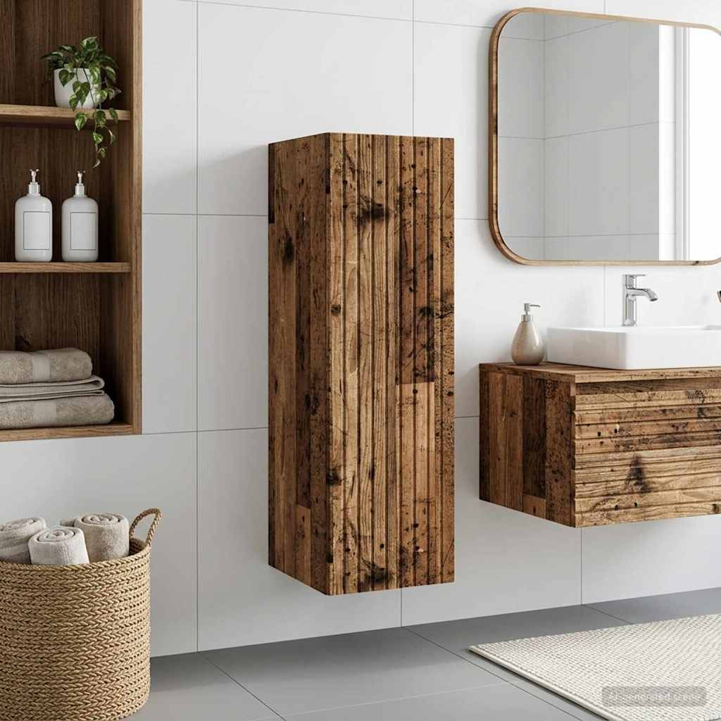 vidaXL Wandmontierter Badezimmerschrank Altholz 33 x 34,5 x 60 cm