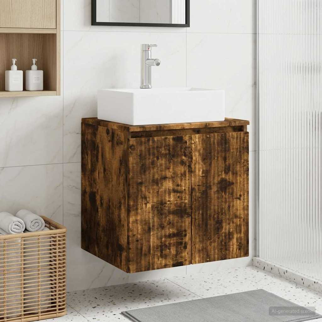 vidaXL Wandmontierte Waschtisch Geräucherte Eiche 49,5 x 41 x 62,5 cm