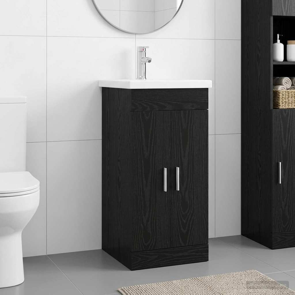 vidaXL Badezimmerschrank mit Waschbecken Schwarze Eiche
