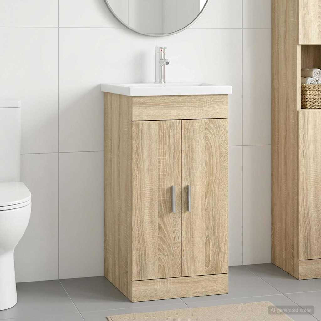 vidaXL Badezimmerschrank mit Waschbecken Sonoma-Eiche