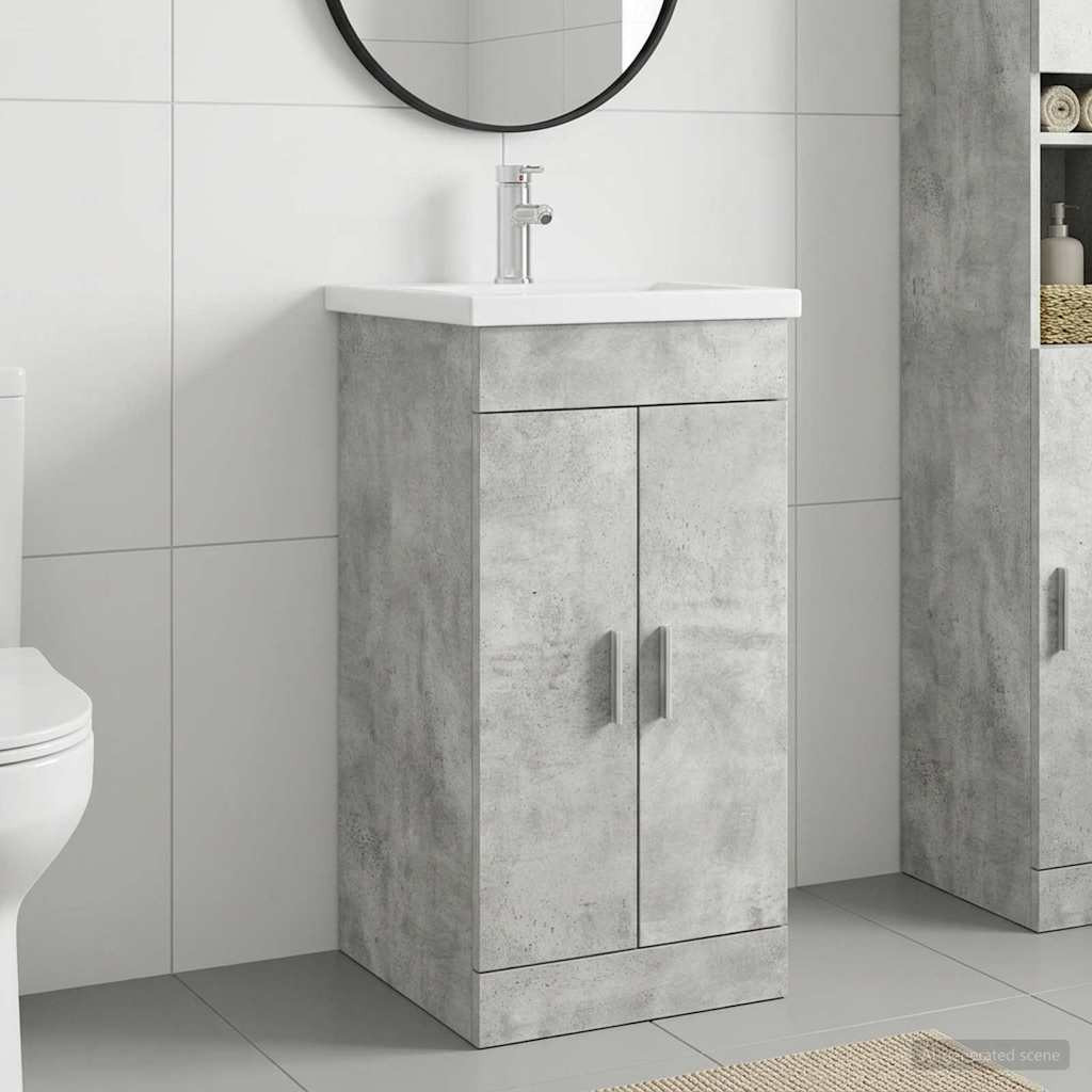 vidaXL Badezimmerschrank mit Waschbecken Betongrau 42 x 40 x 84,5 cm