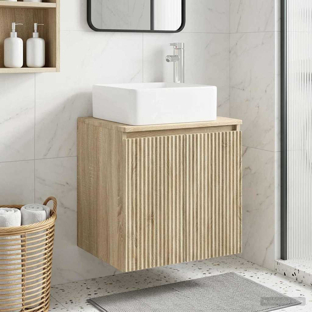 vidaXL Wandmontierte Waschtisch Sonoma-Eiche 53 x 35 x 63 cm