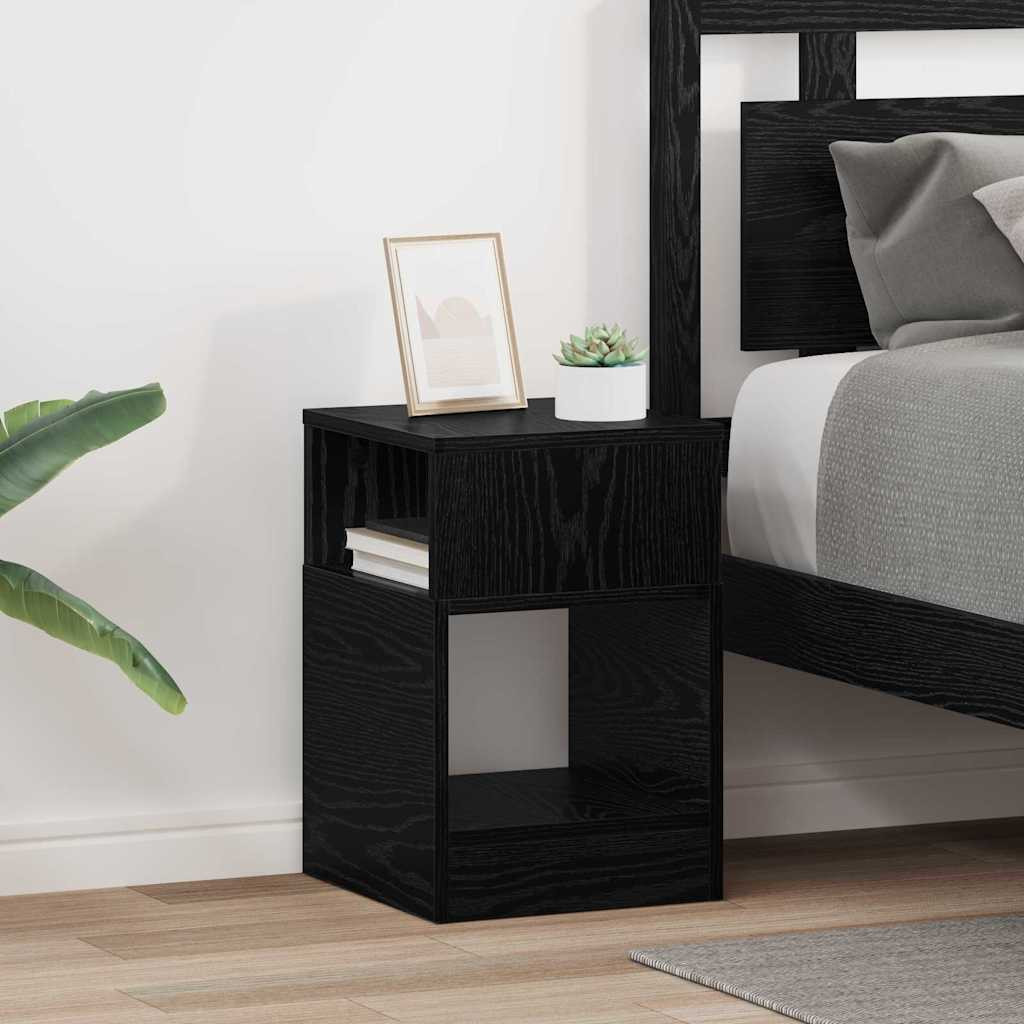 vidaXL Beistelltisch 2 pcs Schwarz Eichen-Optik 30,5 x 30 x 45 cm