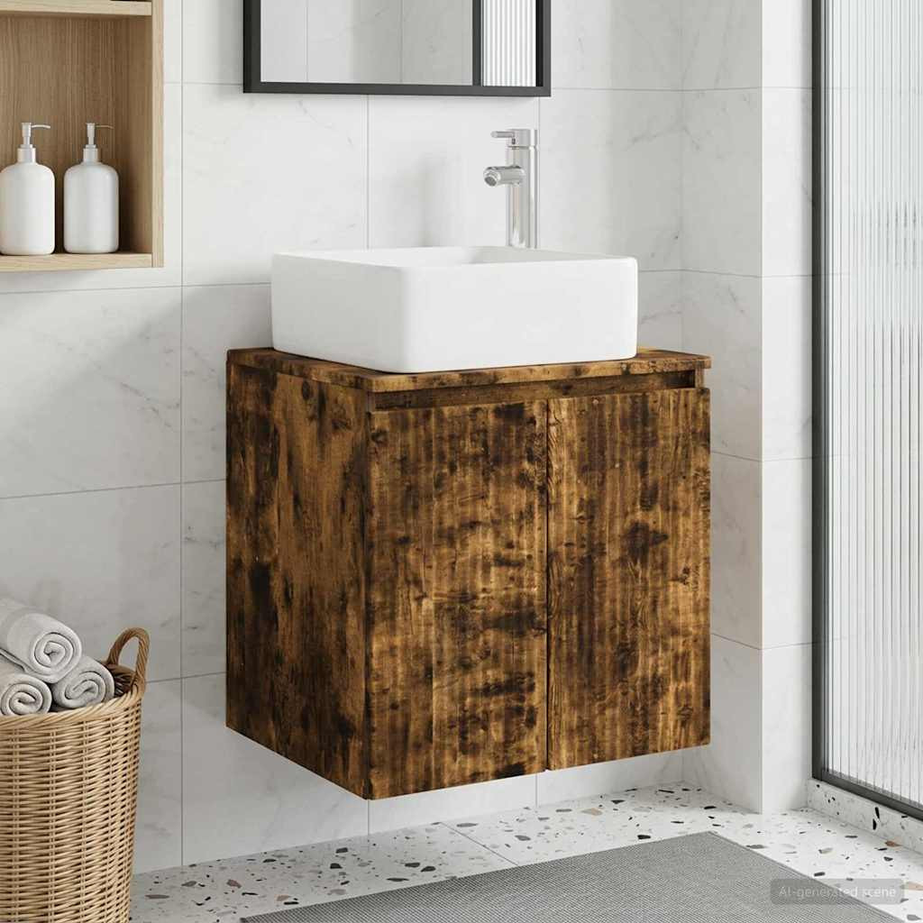 vidaXL Wandmontierte Waschtisch Geräucherte Eiche 53 x 35 x 63 cm