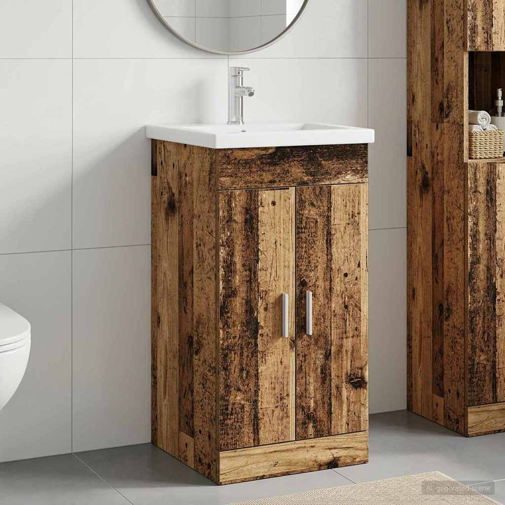 vidaXL Badezimmerschrank mit Waschbecken Altholz 42 x 40 x 84,5 cm
