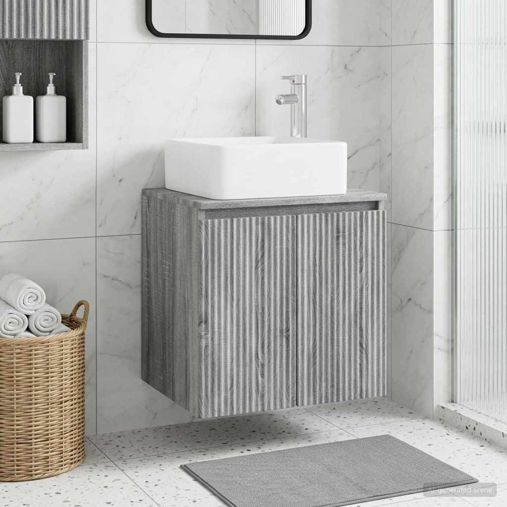 vidaXL Wandmontierte Waschtisch Grau Sonoma 53 x 35 x 63 cm