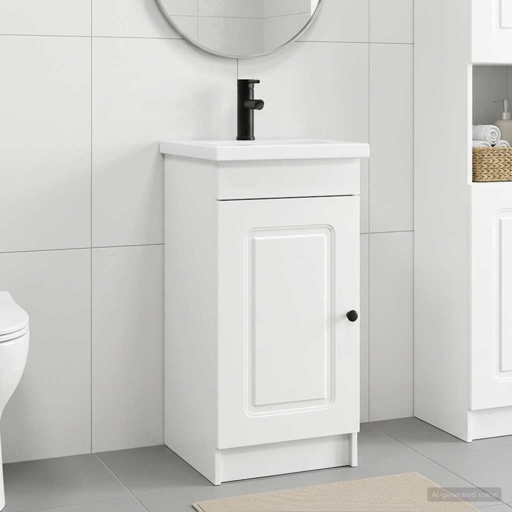vidaXL Badezimmerschrank mit Waschbecken Weiß 42 x 40 x 84,5 cm