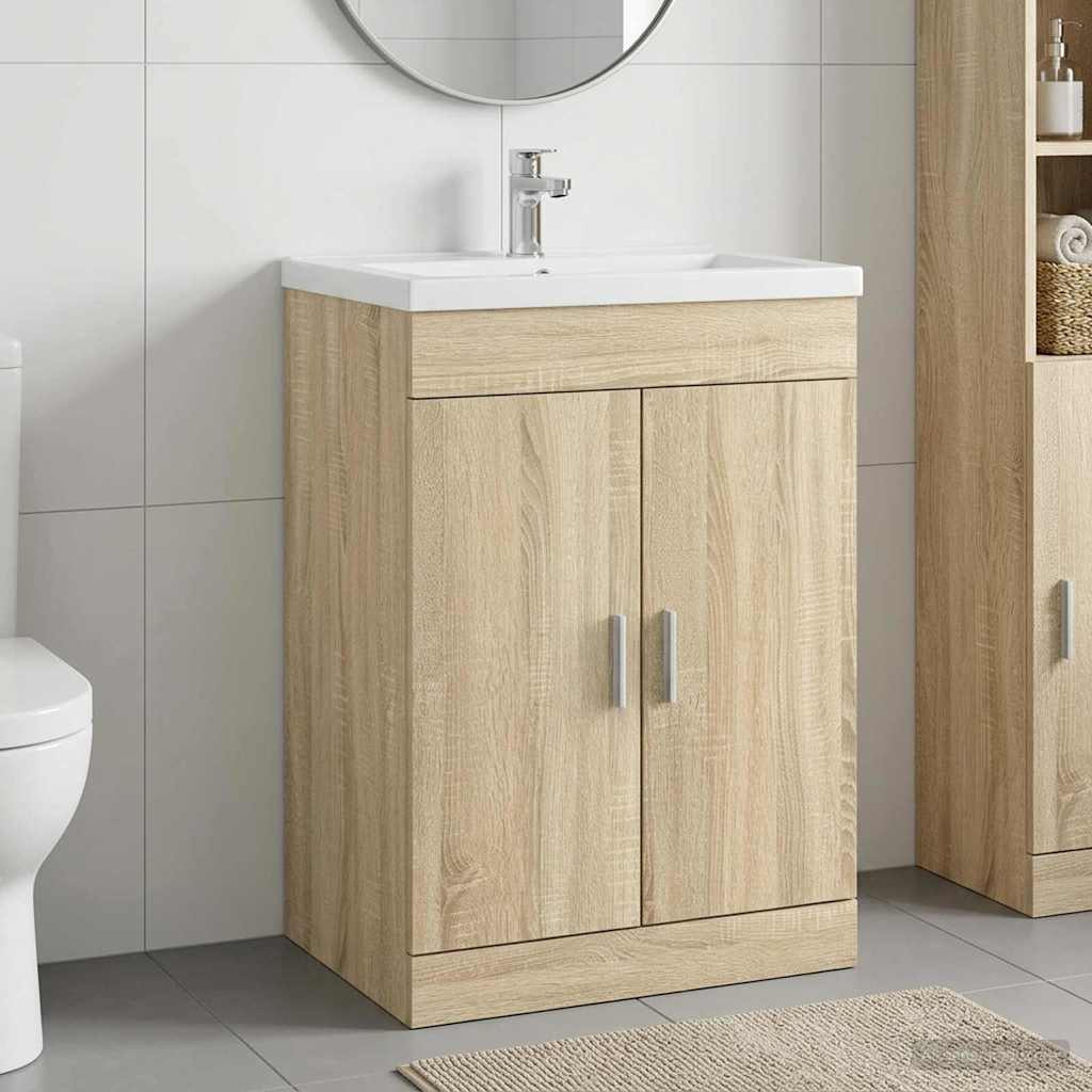 vidaXL Badunterschrank Sonoma-Eiche 56 x 37,5 x 81 cm Holzwerkstoff