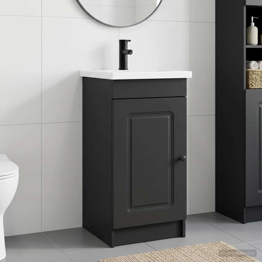 vidaXL Badezimmerschrank mit Waschbecken Schwarz 42 x 40 x 84,5 cm