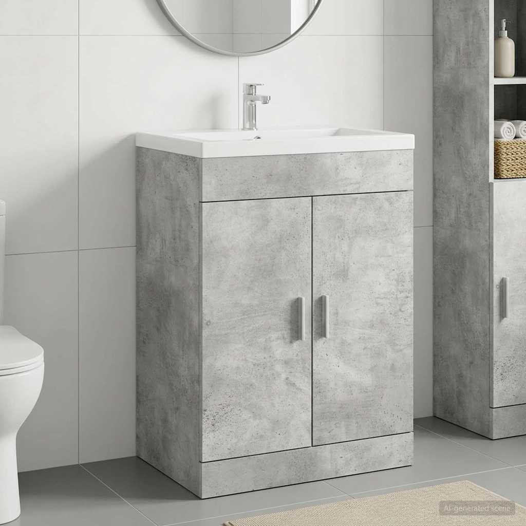 vidaXL Badunterschrank Betongrau 56 x 37,5 x 81 cm Holzwerkstoff