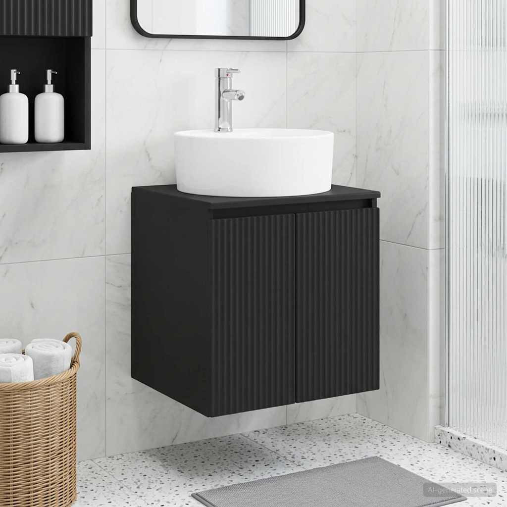 vidaXL Wandmontierte Waschtisch Schwarz 49,5 x 44,5 x 65 cm
