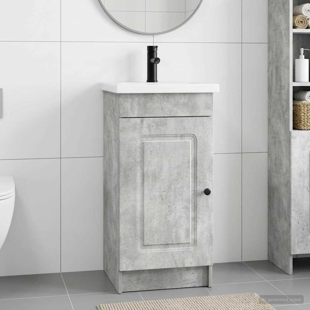 vidaXL Badezimmerschrank mit Waschbecken Betongrau 42 x 40 x 84,5 cm