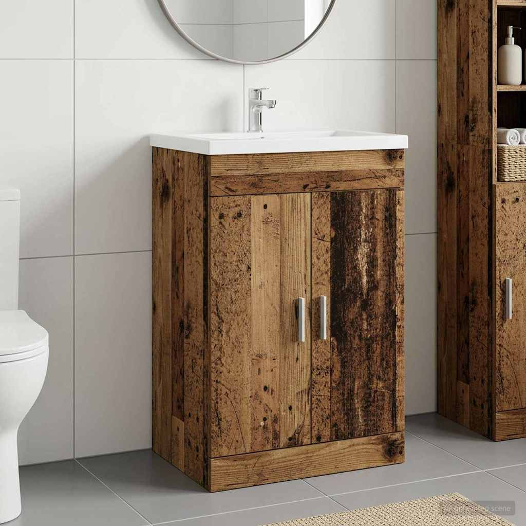 vidaXL Badunterschrank Altholz 56 x 37,5 x 81 cm Holzwerkstoff