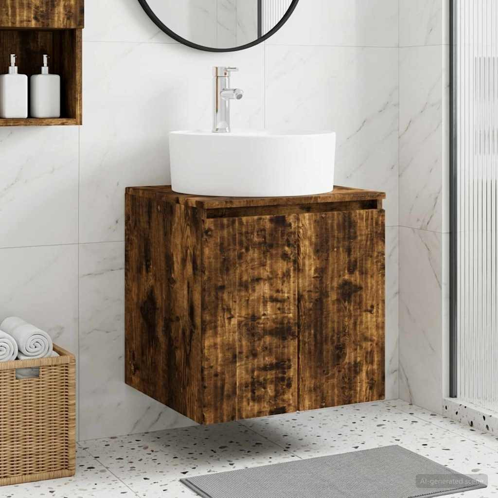 vidaXL Wandmontierte Waschtisch Geräucherte Eiche 49,5 x 44,5 x 65 cm