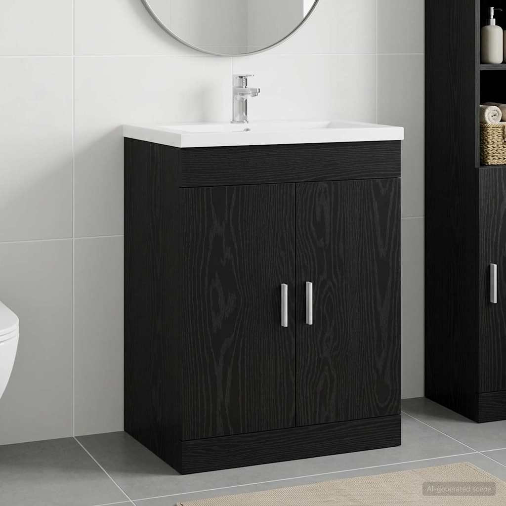 vidaXL Badunterschrank Schwarze Eiche 78,5 x 37,5 x 81 cm