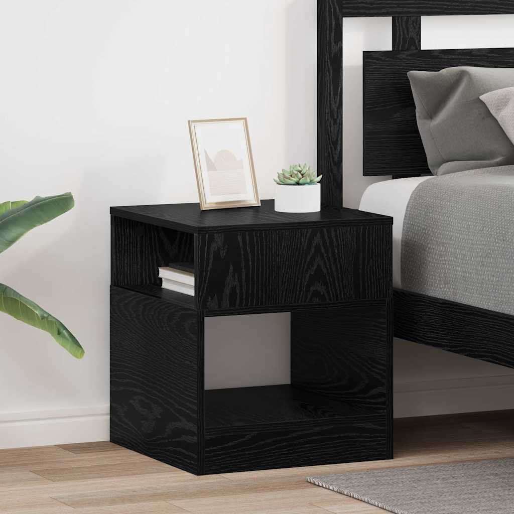 vidaXL Beistelltisch 2 pcs Schwarz Eichen-Optik 40,5 x 40 x 45 cm