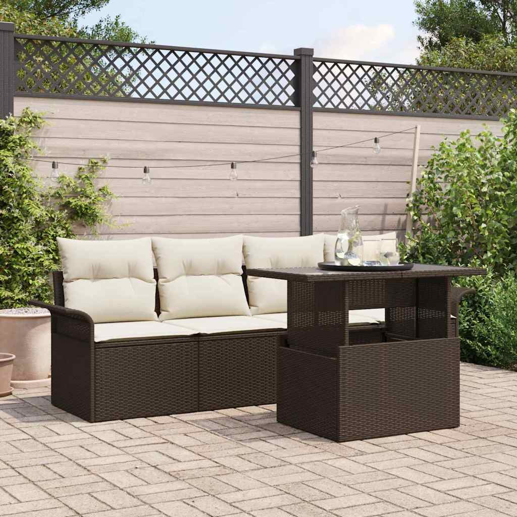 vidaXL Gartensofa-set mit Kissen 5 pcs Braun Poly-Rattan