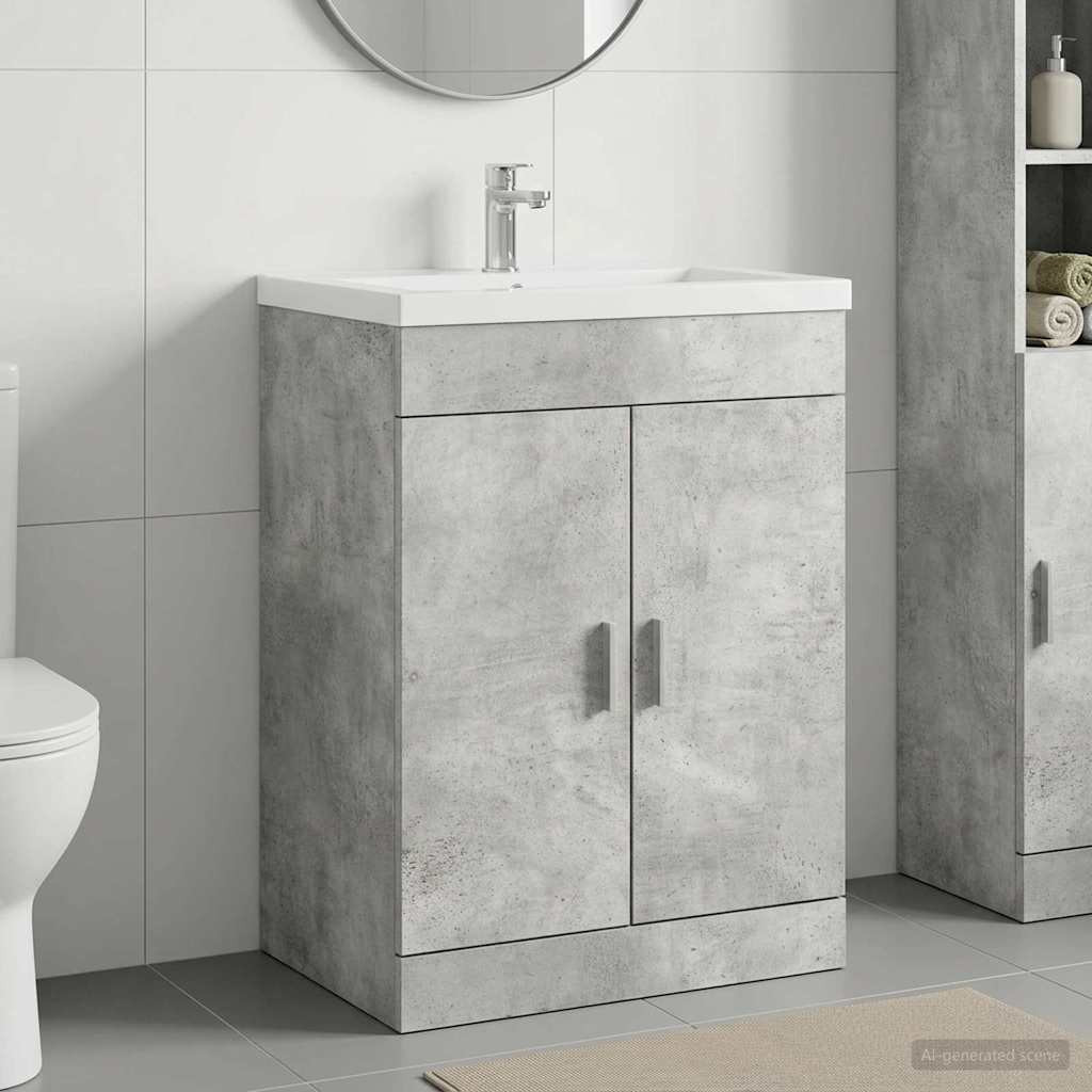 vidaXL Badunterschrank Betongrau 78,5 x 37,5 x 81 cm Holzwerkstoff