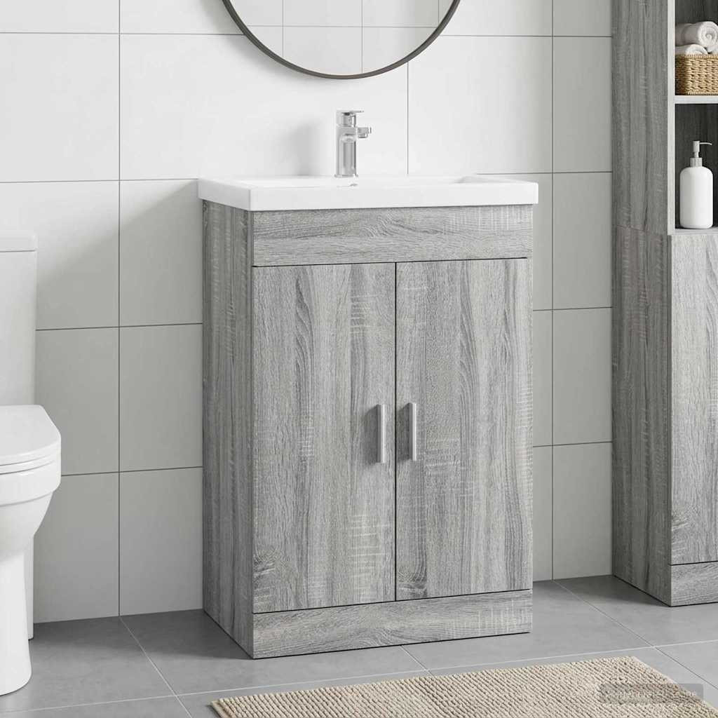 vidaXL Badunterschrank Grau Sonoma 78,5 x 37,5 x 81 cm Holzwerkstoff