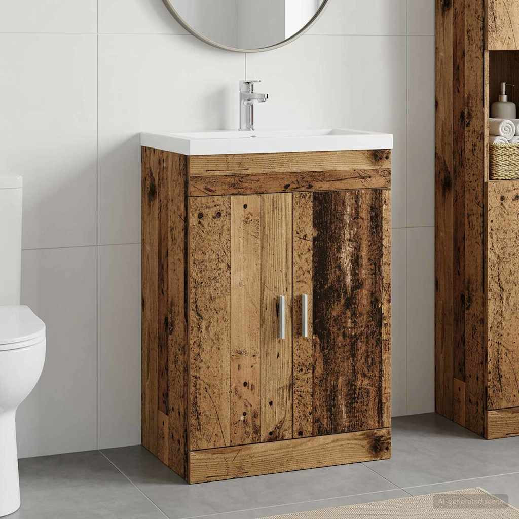 vidaXL Badunterschrank Altholz 78,5 x 37,5 x 81 cm Holzwerkstoff