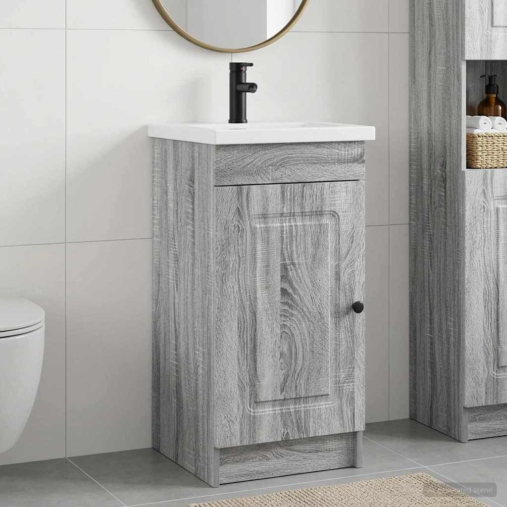 vidaXL Badezimmerschrank mit Waschbecken Grau Sonoma 42 x 40 x 84,5 cm
