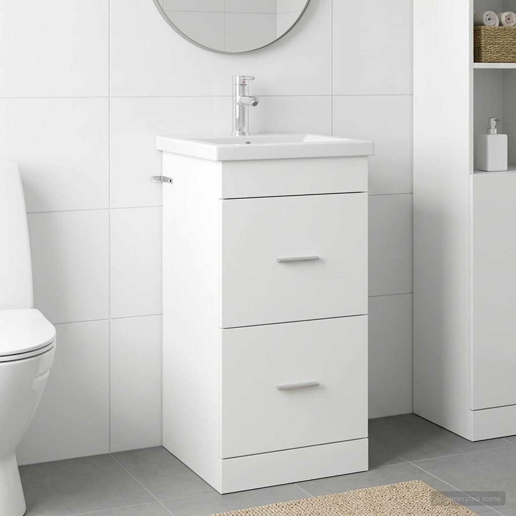 vidaXL Badezimmerschrank mit Waschbecken Weiß 42 x 40 x 84,5 cm
