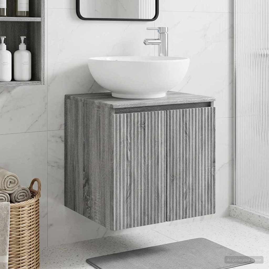 vidaXL Wandmontierte Waschtisch Grau Sonoma 49,5 x 44,5 x 65 cm
