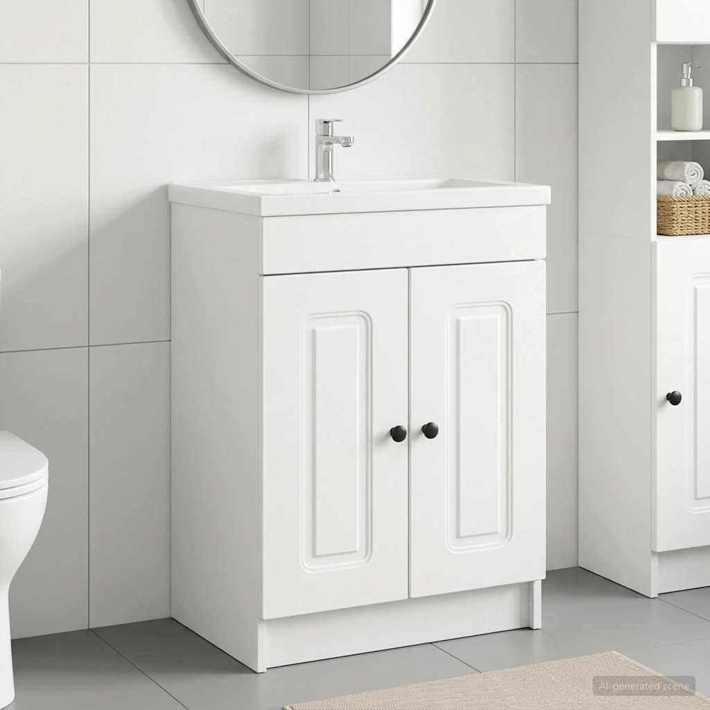 vidaXL Unter dem Waschbecken Badschrank Weiß 56 x 37,5 x 81 cm