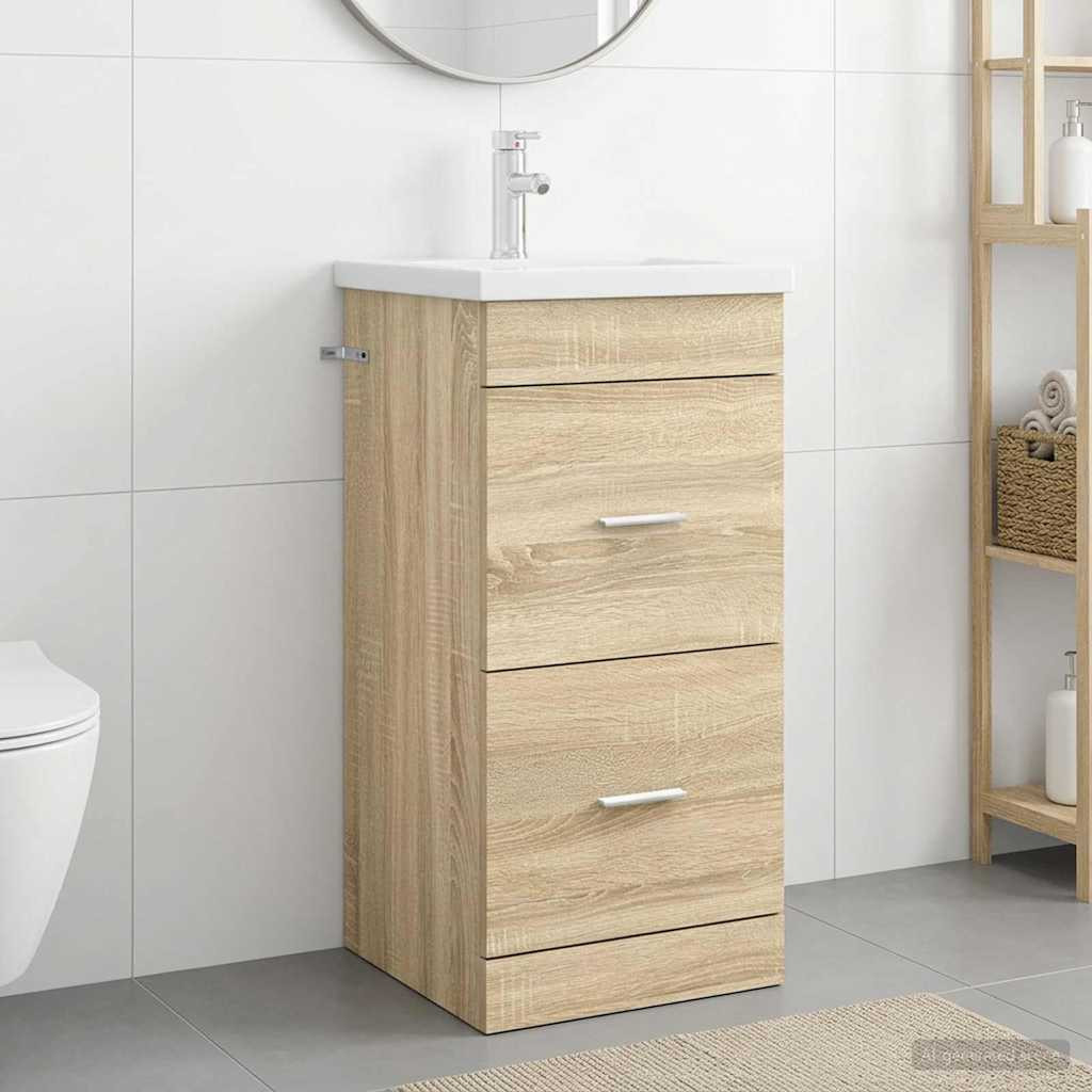 vidaXL Badezimmerschrank mit Waschbecken Sonoma-Eiche