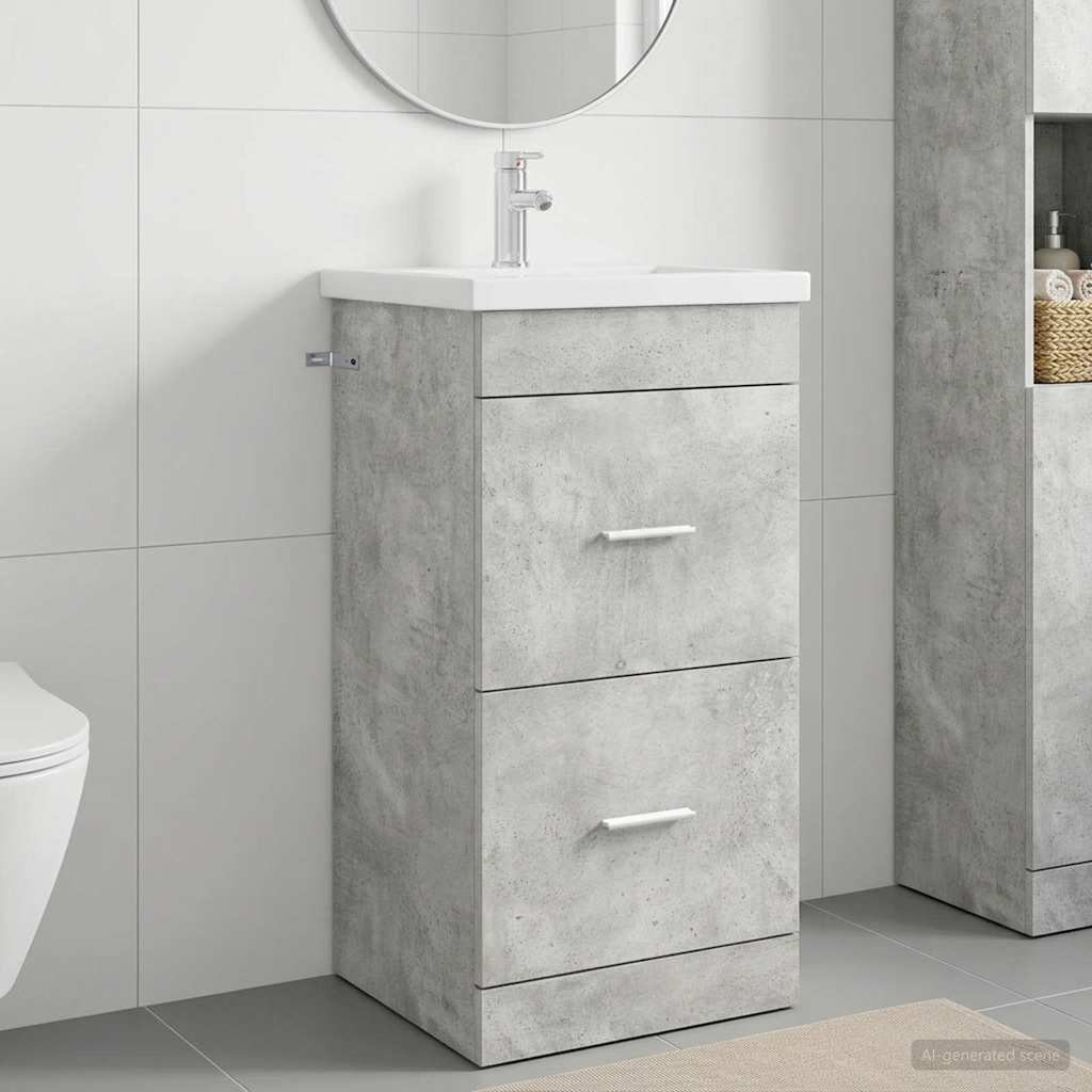 vidaXL Badezimmerschrank mit Waschbecken Betongrau 42 x 40 x 84,5 cm